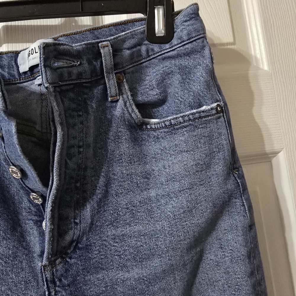 AGOLDE Riley High Rise Straight Crop, Button-Fly, Medium Destructed Wash, EUC! - Picture 6 of 13